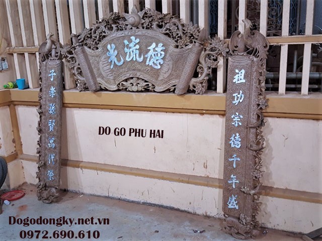 Bộ cuốn thư câu đối khảm trai